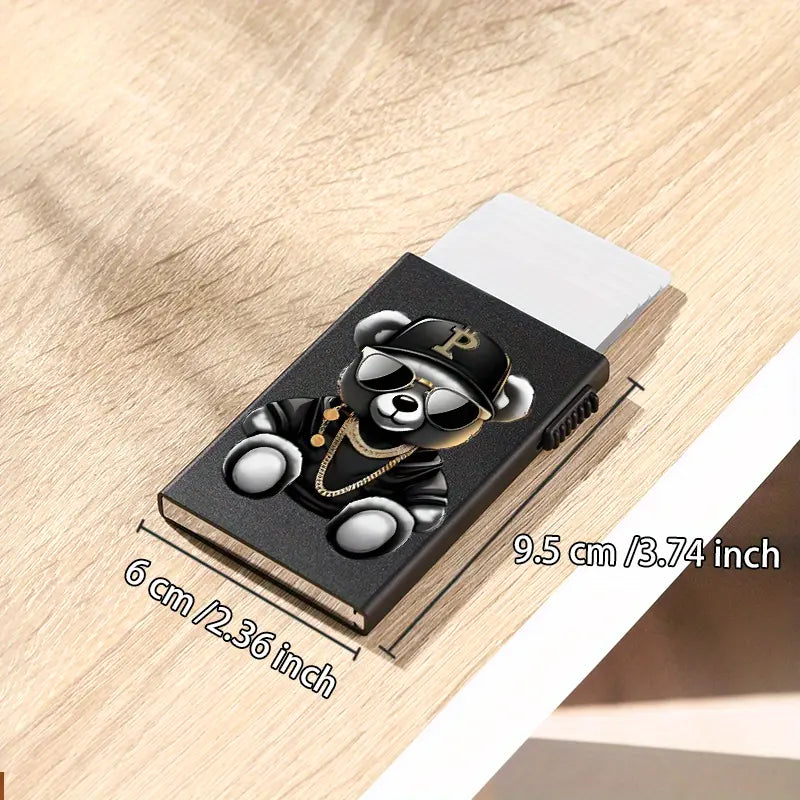 Card holder with a stylish teddy bear