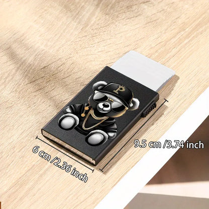 Card holder with a stylish teddy bear