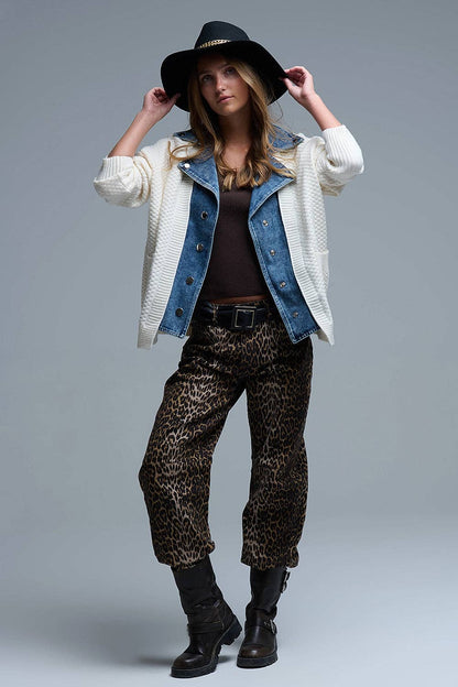 Megztinis su džinsiniu audiniu